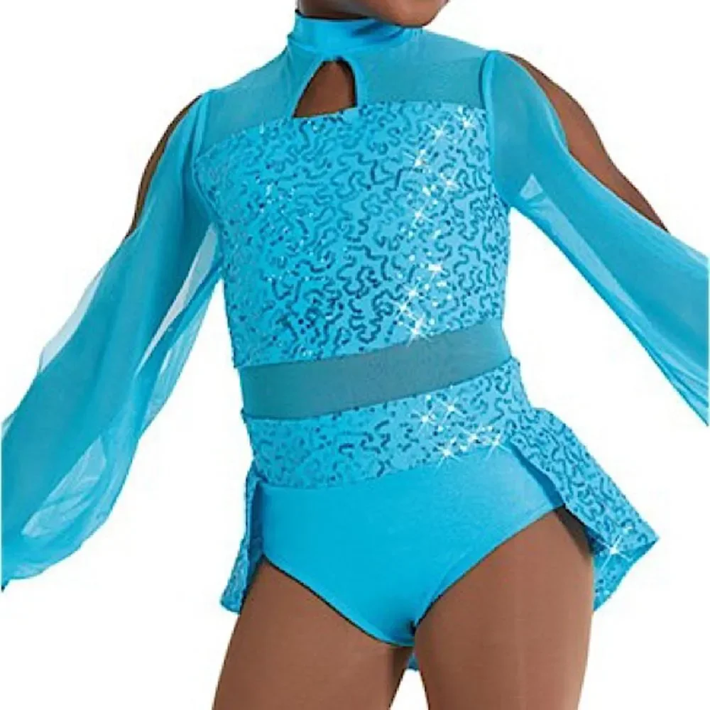 WEISSMAN Dance Costume neon blue All I Am 11714 lyrical jazz contemporary SC
